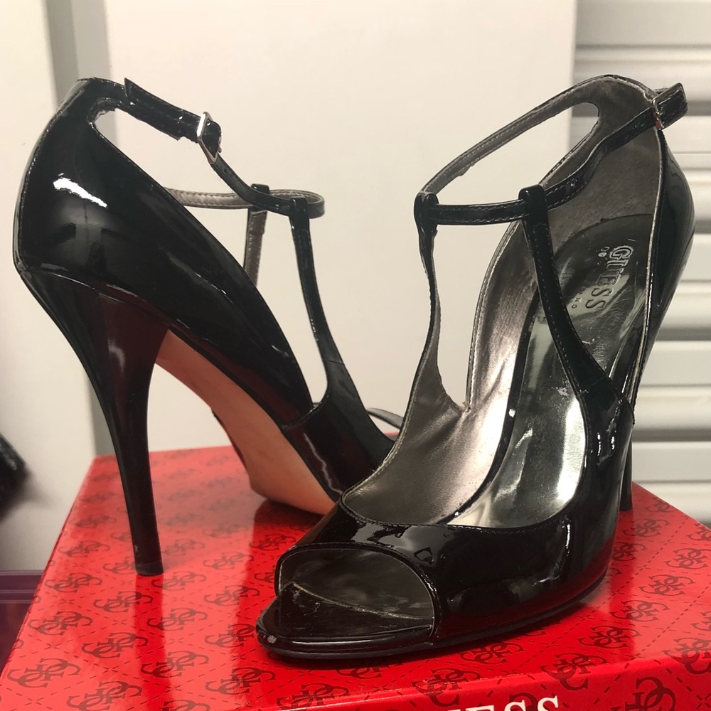 Guess Patent Leather Peep-Toe High Heel Sandal